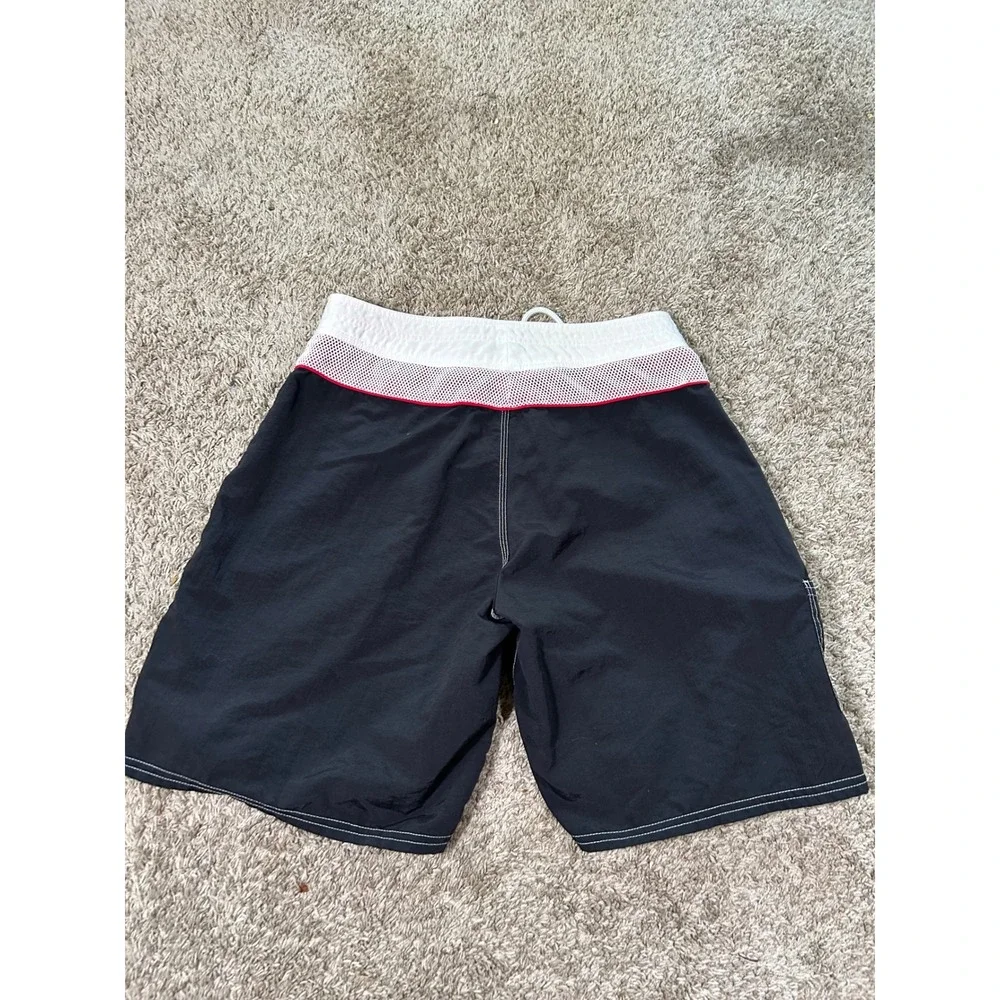 Vintage Y2K OP Board Shorts Swim Trunks 32 Black White Red 2000s Surf Beach